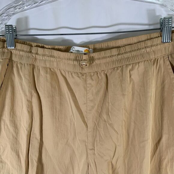 C&C California Cargo Joggers Women's Large Yellow Pull On Drawstring Nylon Blend - Picture 3 of 9